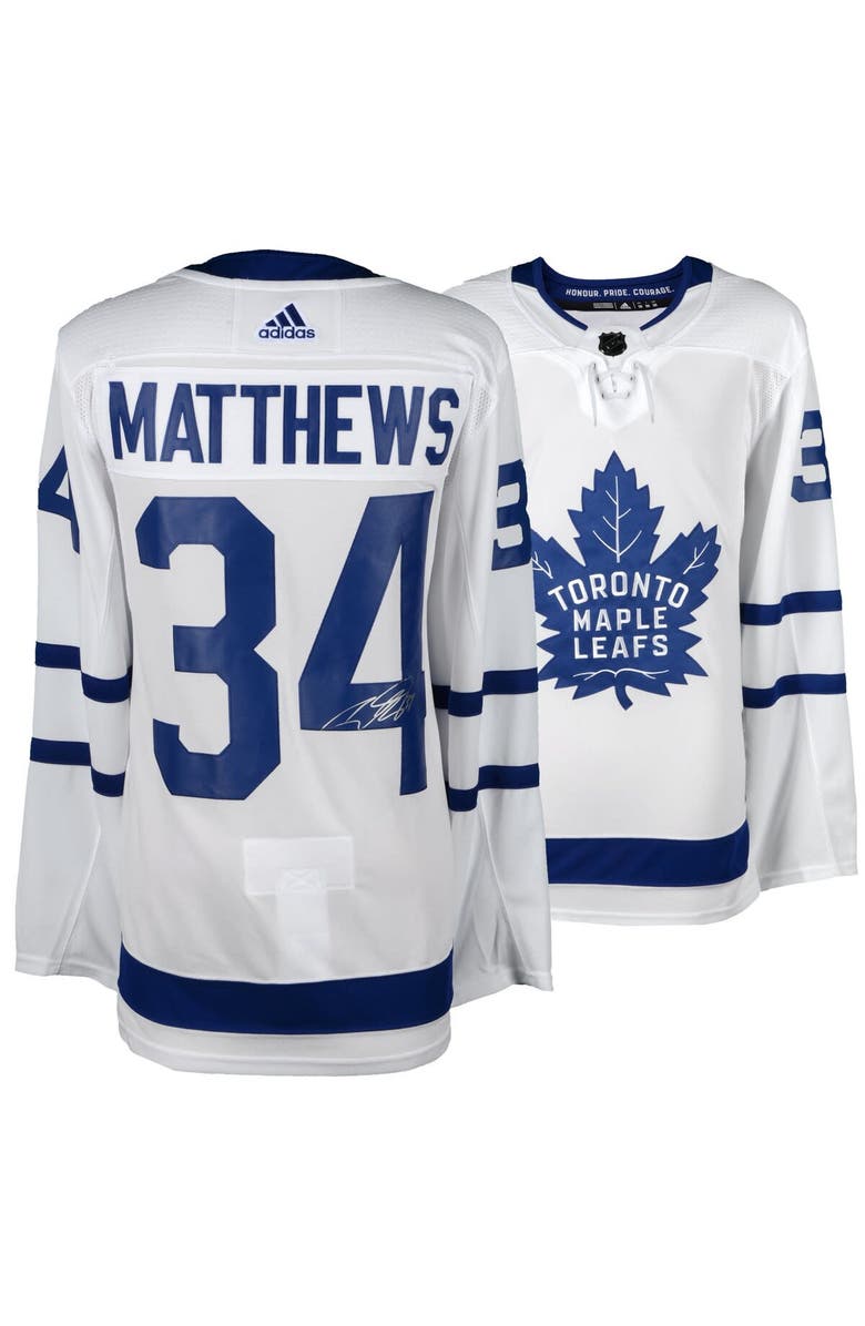 FANATICS AUTHENTIC Auston Matthews Toronto Maple Leafs Autographed White Adidas Authentic Jersey, Main, color, 