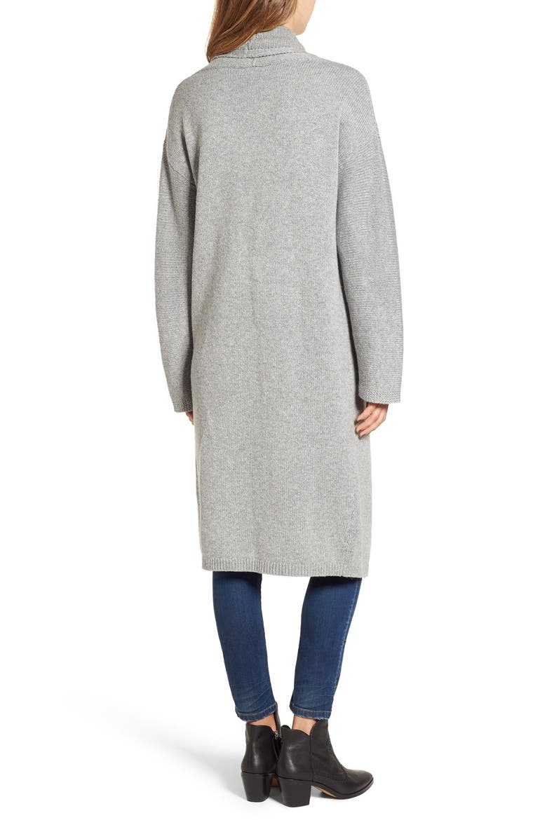 Easy Fit Long Cotton Blend Cardigan, Alternate, color, GREY MEDIUM HEATHER