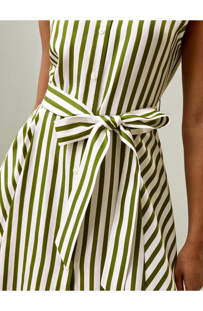 Lilysilk Silk Striped Sleeveless Dress, Alternate, color, Green-White Pinstripe