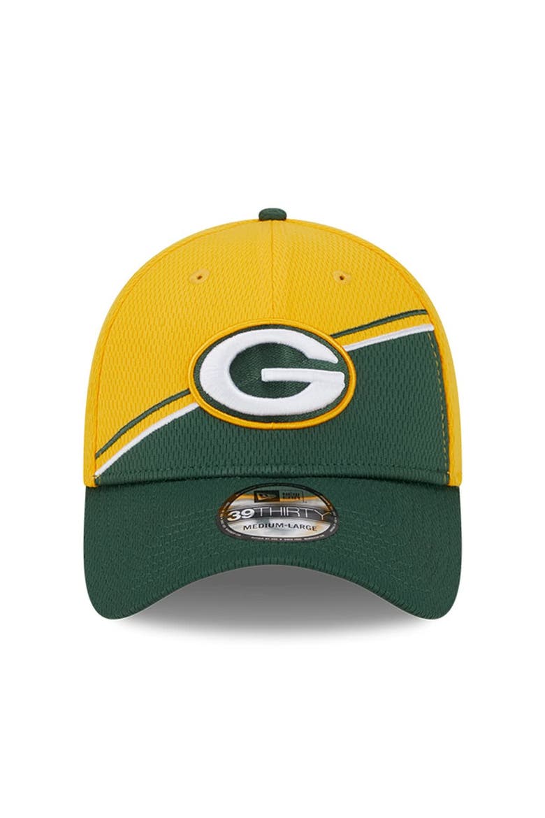 Men's New Era Gold/Green Green Bay Packers 2023 Sideline 39THIRTY Flex Hat, Alternate, color, Yellow