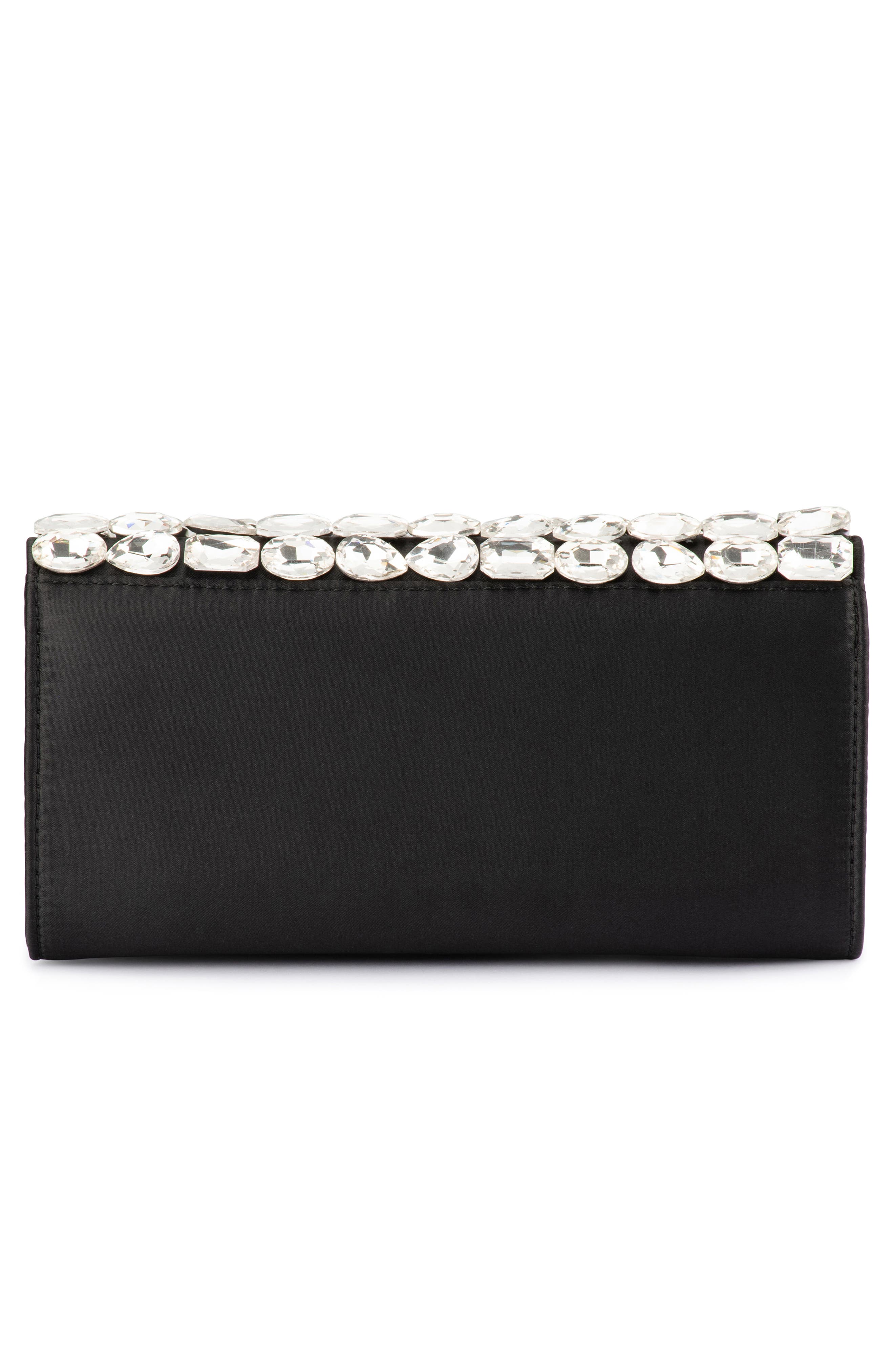 Olga Berg Renata Crystal Encrusted Clutch, Alternate, color, Black