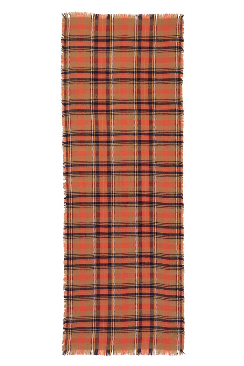 Plaid Oblong Scarf, Alternate, color, ORANGE/ RED MULTI