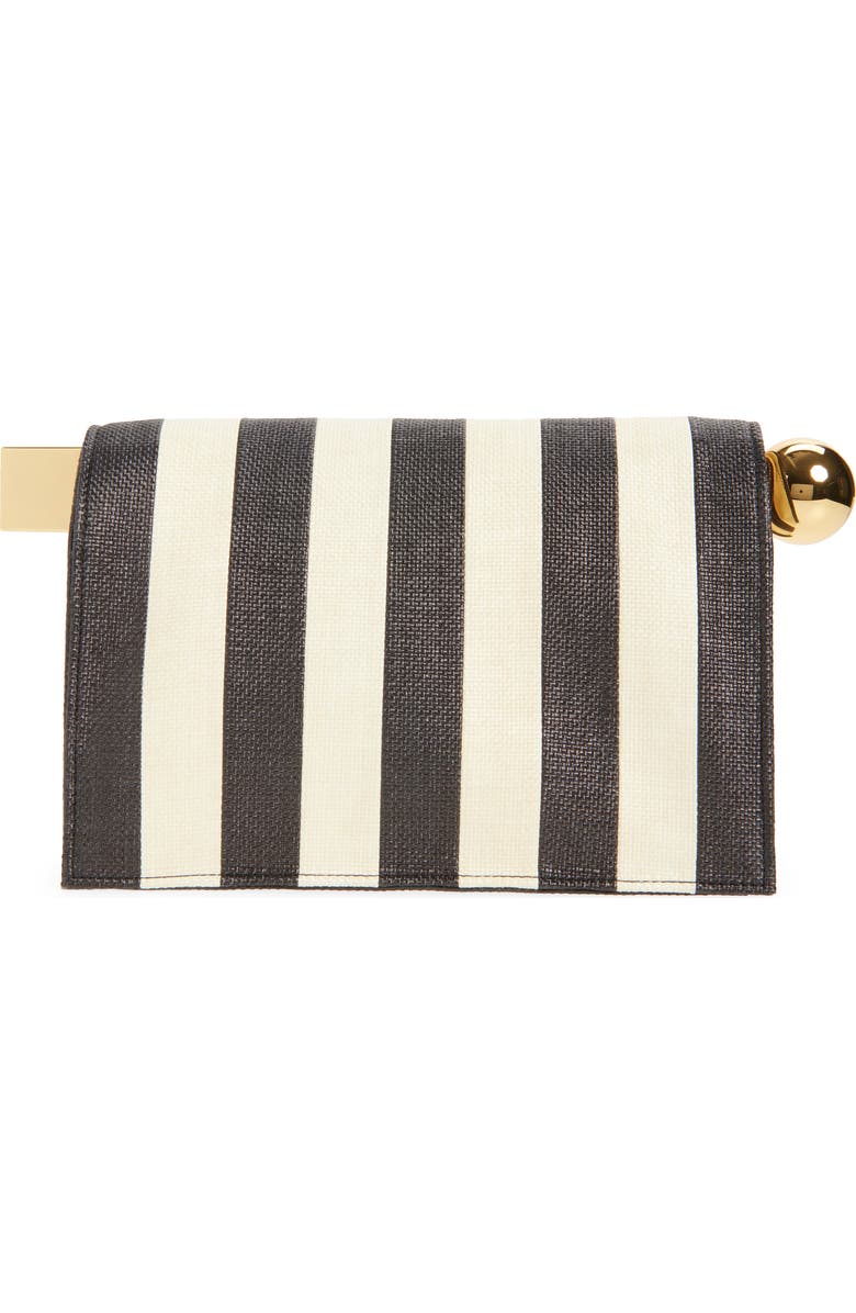 Jacquemus La Pochette Rond Carré Stripe Leather Clutch, Alternate, color, Natural / Black 1Fy