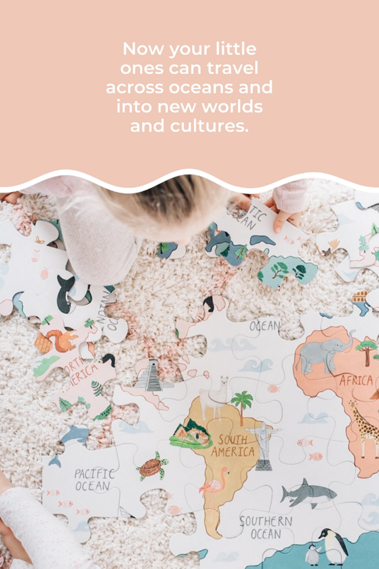 World Map Floor Puzzle - Age 1.5+ Years, Alternate, color, World Map