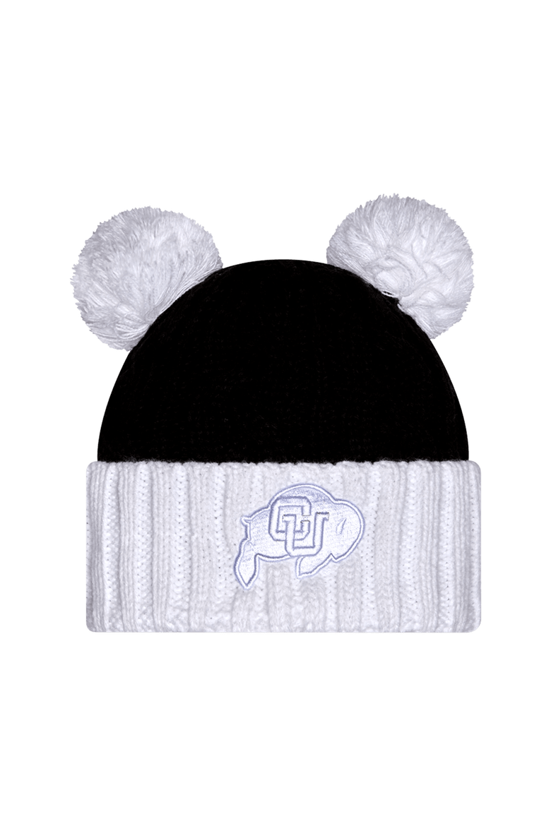 Women's New Era  Black Colorado Buffaloes Tonal Cuffed Knit Hat with Double Poms, Main, color, Black