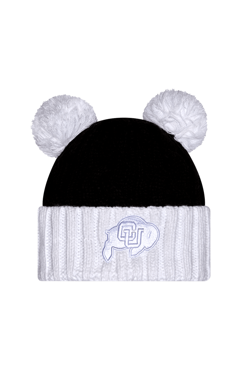 New Era Women's New Era Black Colorado Buffaloes Tonal Cuffed Knit Hat with Double Poms, Main, color, Black