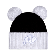 New Era Women's New Era Black Colorado Buffaloes Tonal Cuffed Knit Hat with Double Poms