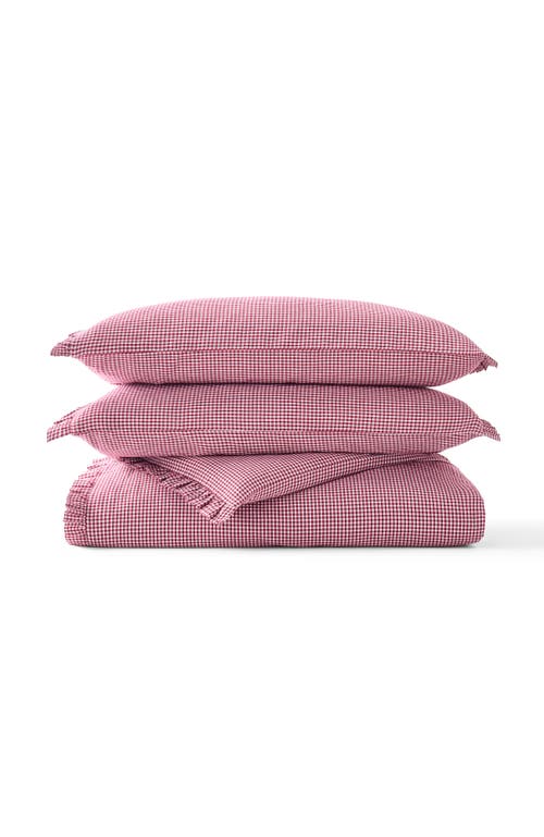 Christy Gingham Ruffle Luxury Cotton Duvet Cover Sets In Pink