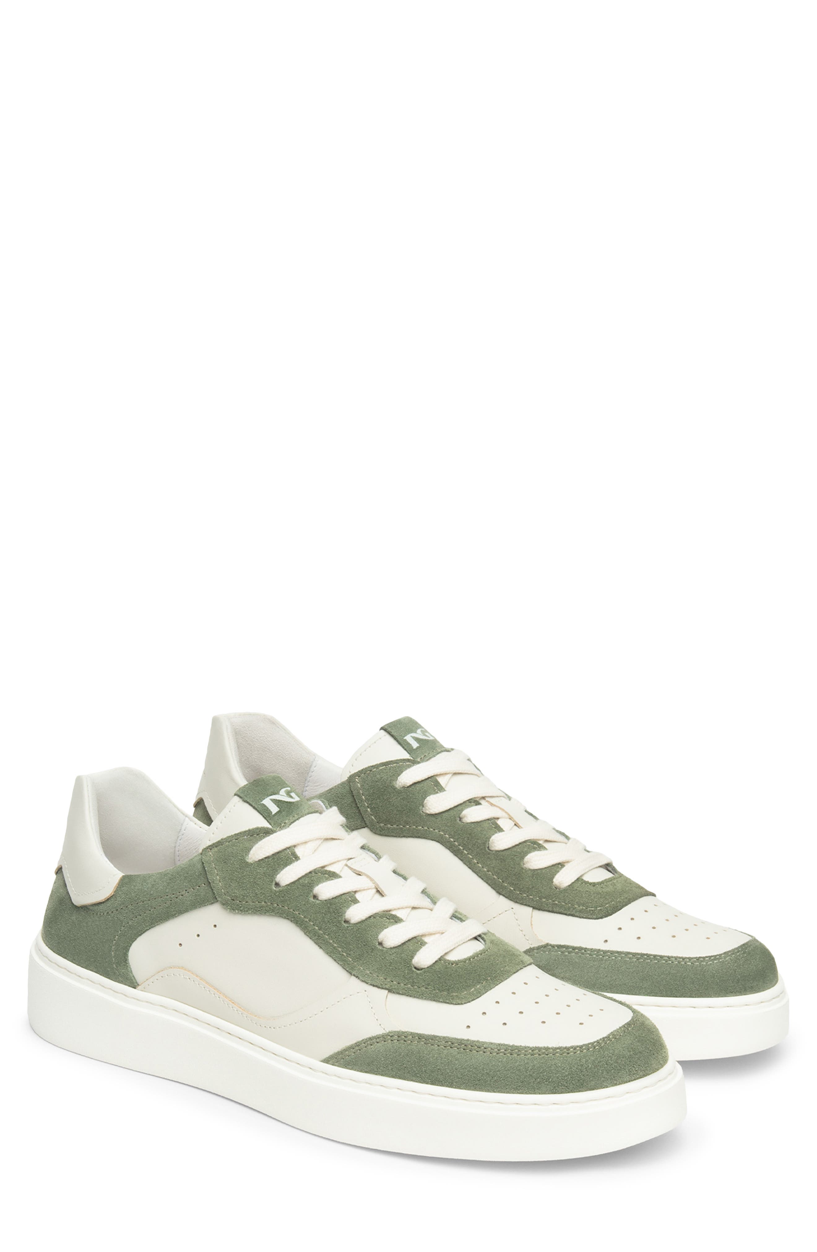 NeroGiardini Retro Low Top Sneaker, Main, color, White/ Sage