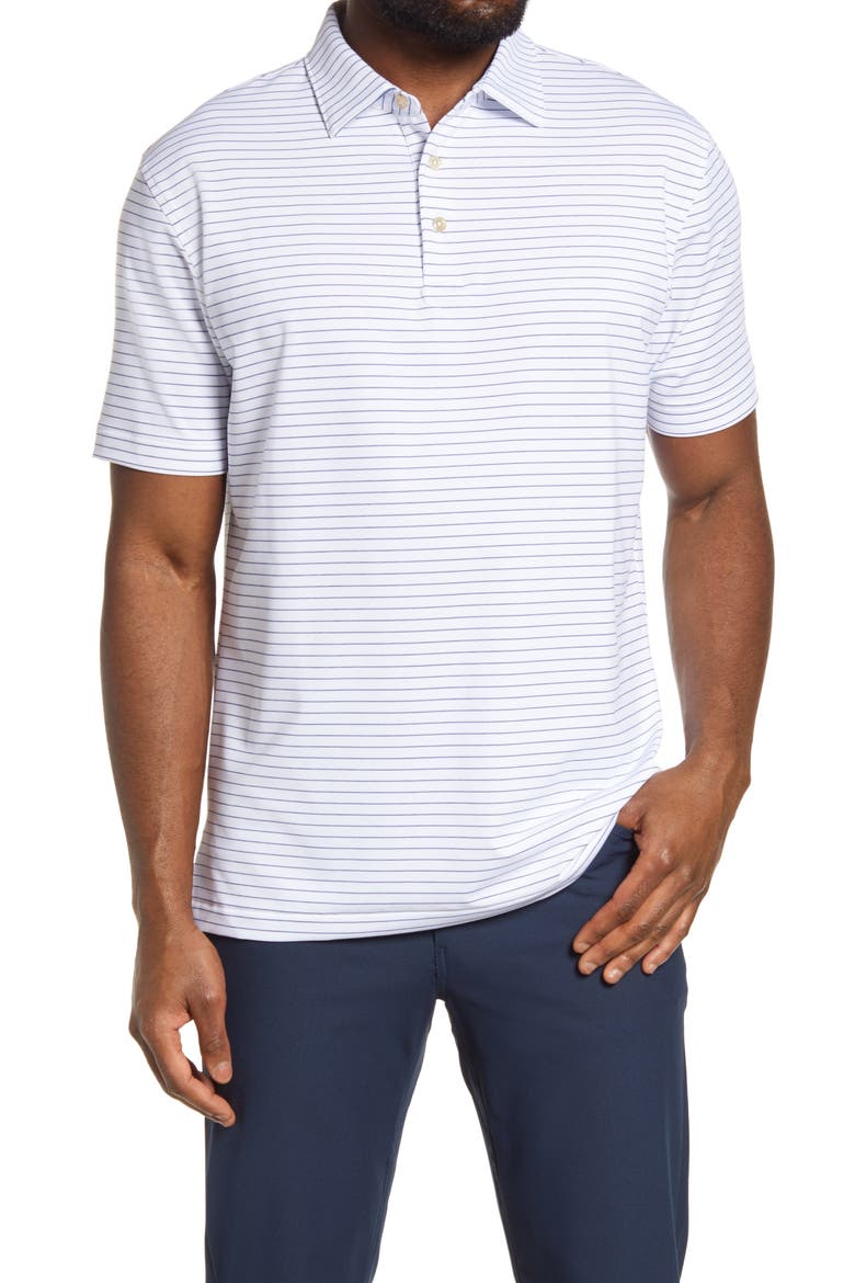 Crafty Pinstripe Performance Polo, Main, color, WHITE