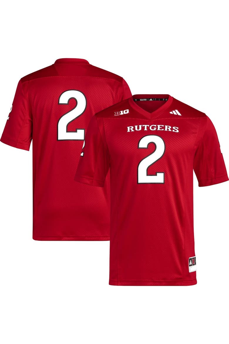 Men's adidas #2 Scarlet Rutgers Scarlet Knights Premier Football Jersey, Main, color, Scarlet