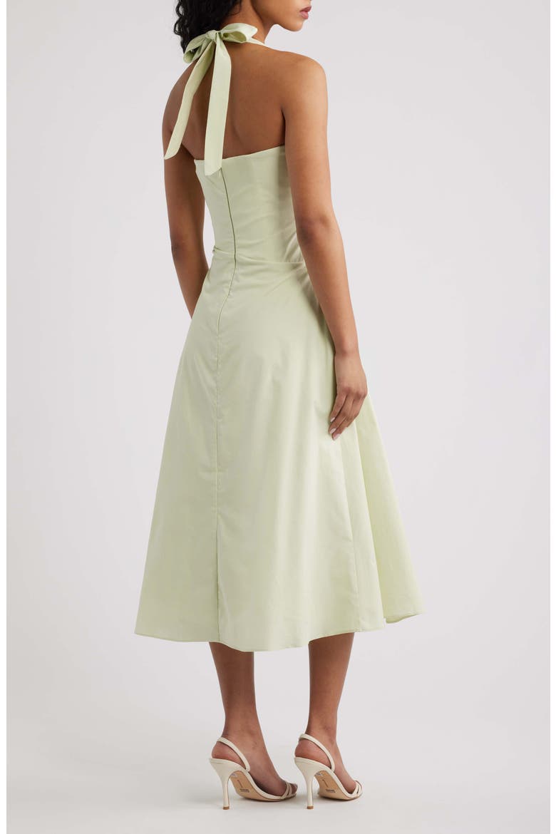 Tallulah Halter Neck Stretch Cotton Midi Dress, Alternate, color, MATCHA GREEN