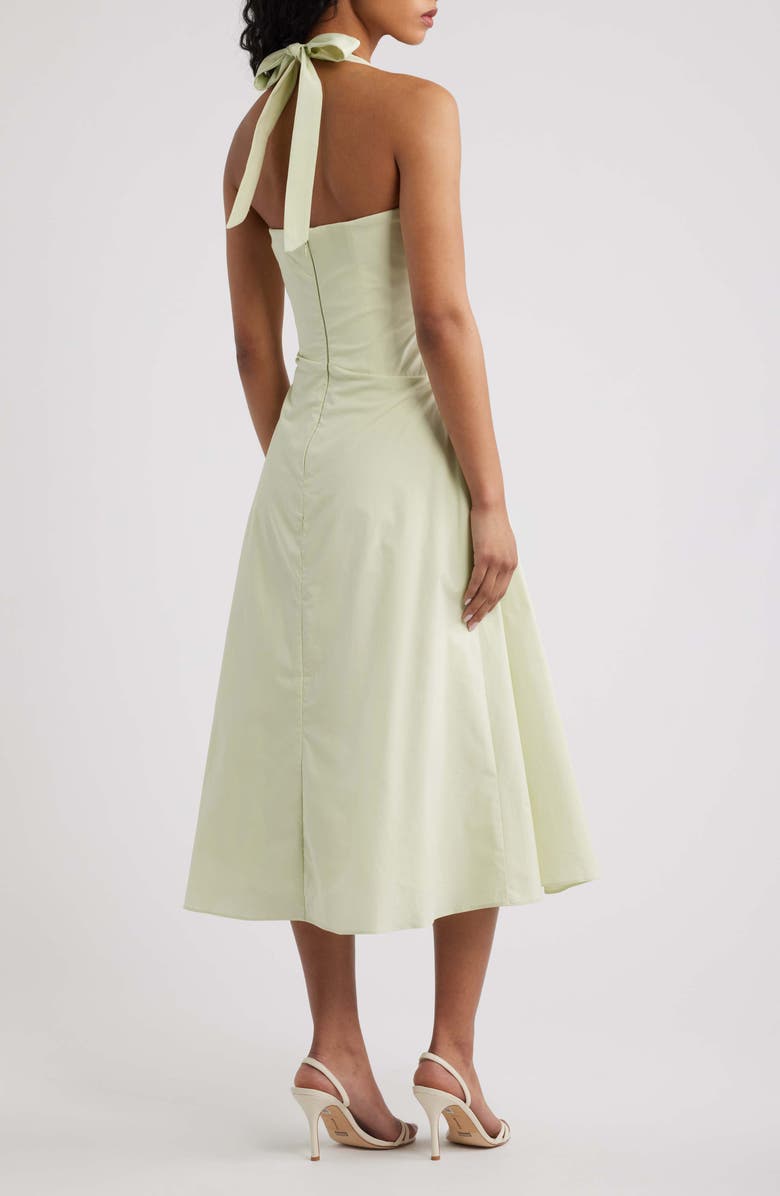 HOUSE OF CB Tallulah Halter Neck Stretch Cotton Midi Dress, Alternate, color, Matcha Green