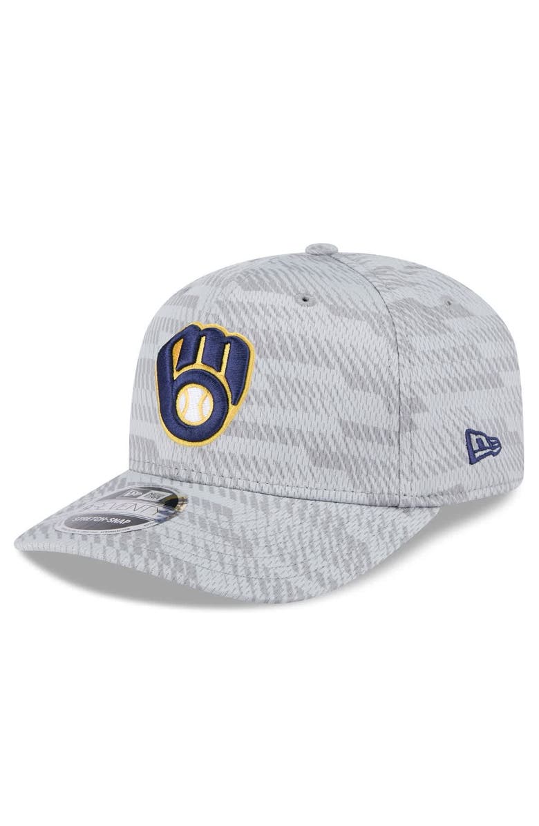New Era Men's New Era Gray Milwaukee Brewers 2025 MLB Clubhouse 9SEVENTY Stretch-Snap Hat, Alternate, color, 