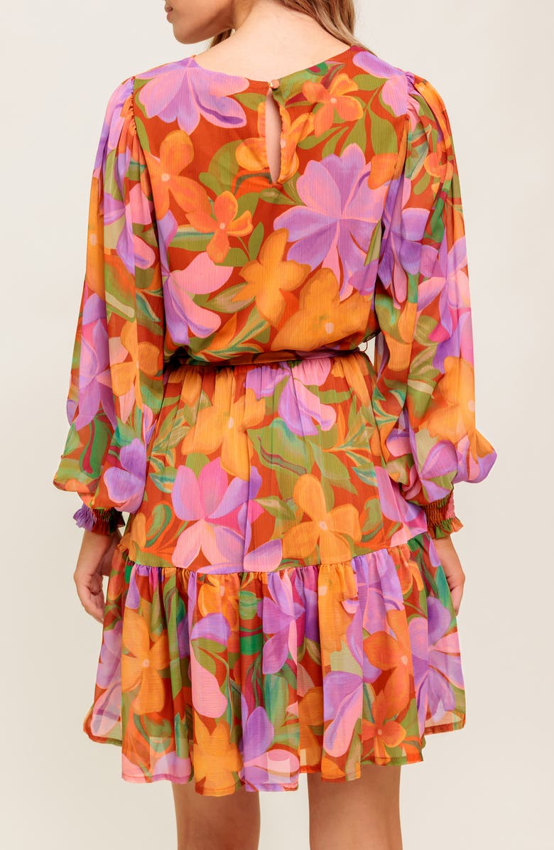 FLYING TOMATO Long Sleeve Minidress, Alternate, color, Rust