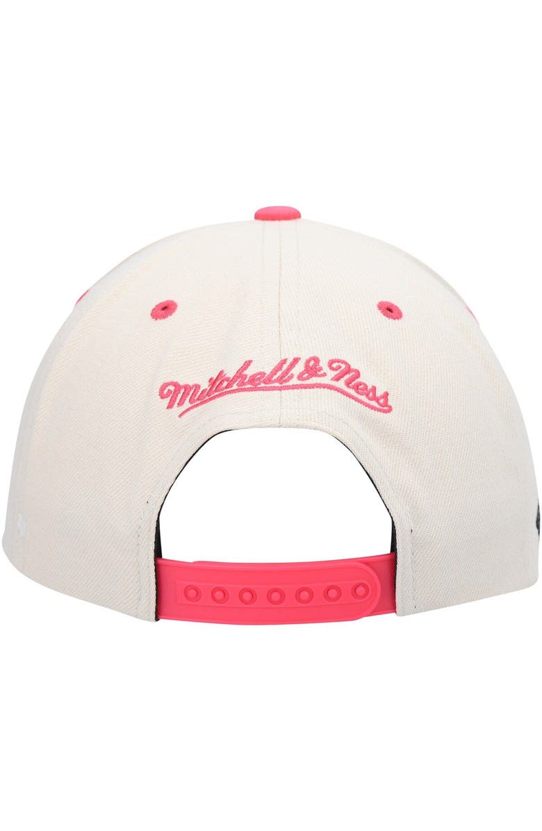Mitchell & Ness Men's Mitchell & Ness Cream/Pink San Antonio Spurs Hardwood Classics 2-Tone Chain-Stitch Snapback Hat, Alternate, color,