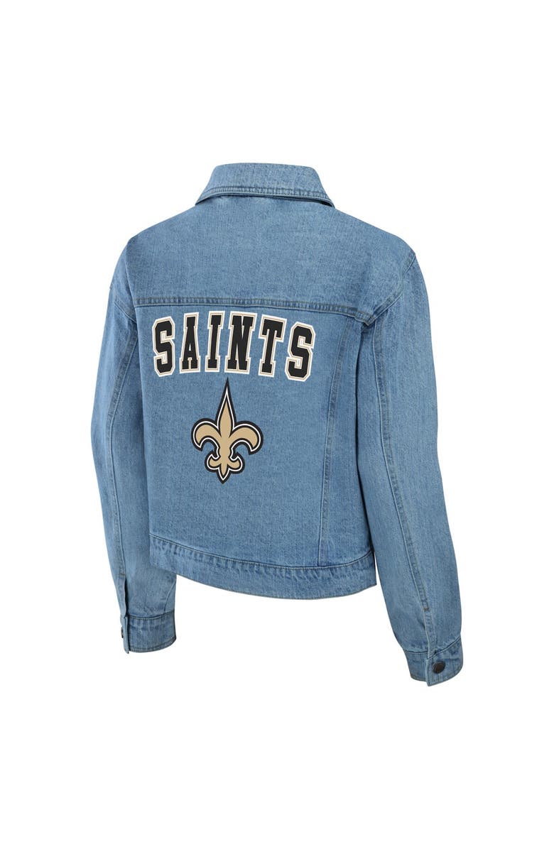 WEAR by Erin Andrews Women's WEAR by Erin Andrews New Orleans Saints Full-Snap Denim Jacket, Alternate, color, 