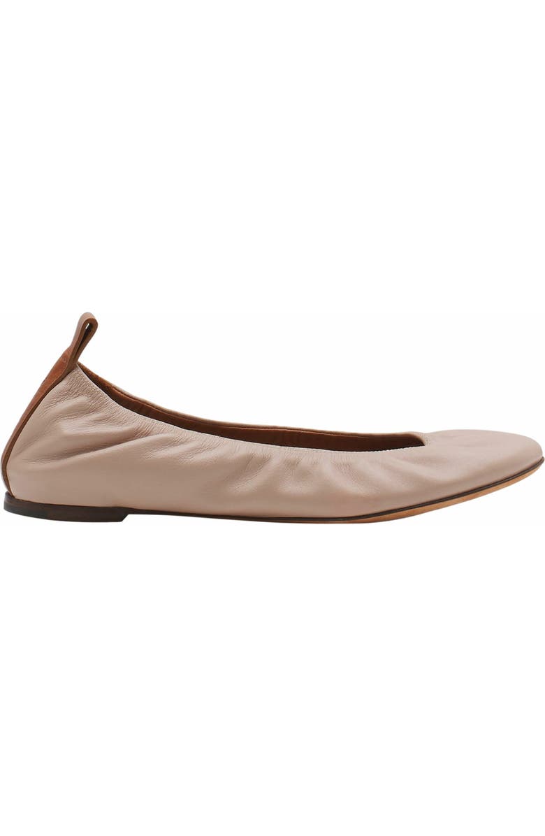 Lanvin The Leather Ballerina Flat, Main, color, Dark Beige