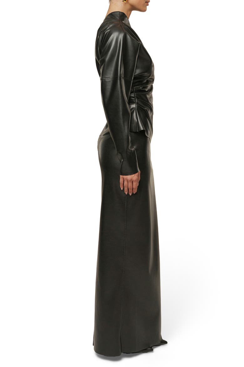 Demi One-Shoulder Faux Leather Top, Alternate, color, BLACK