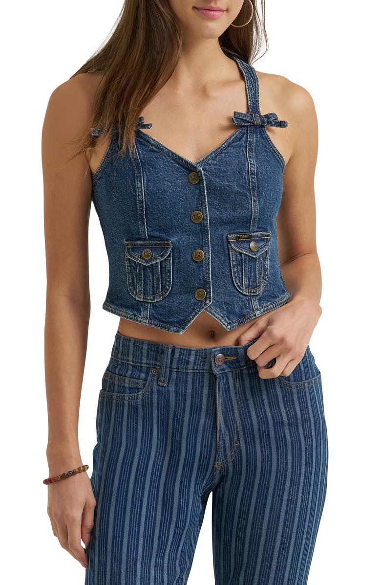 Lee Patch Pocket Denim Vest, Main, color, By The Book