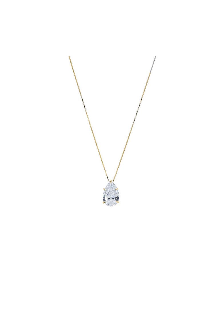 Fancy Pear CZ Necklace, Main, color, Gold