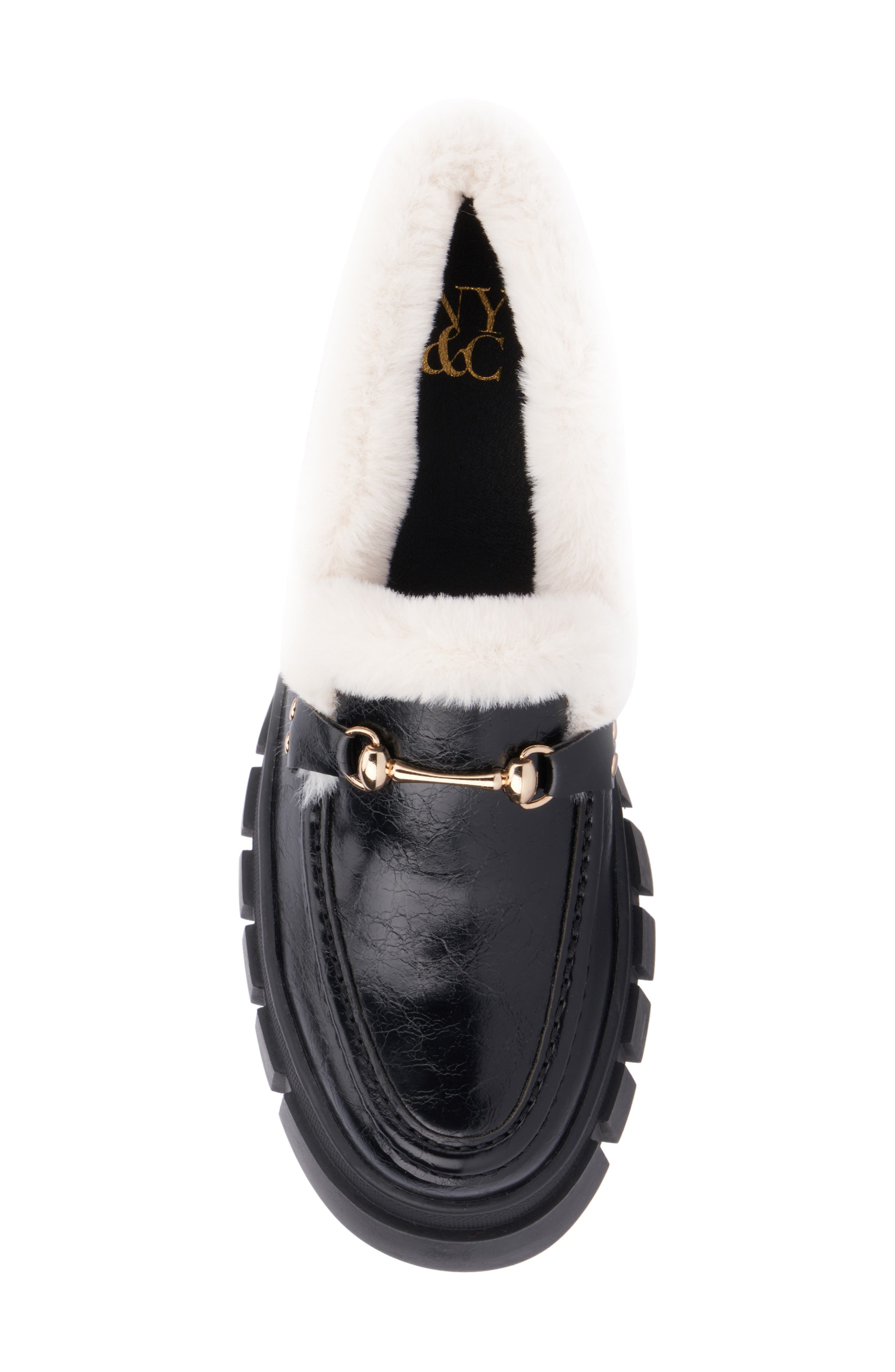 NEW YORK AND COMPANY Seraphina Faux Fur Trim Lug Sole Platform Loafer, Alternate, color, 