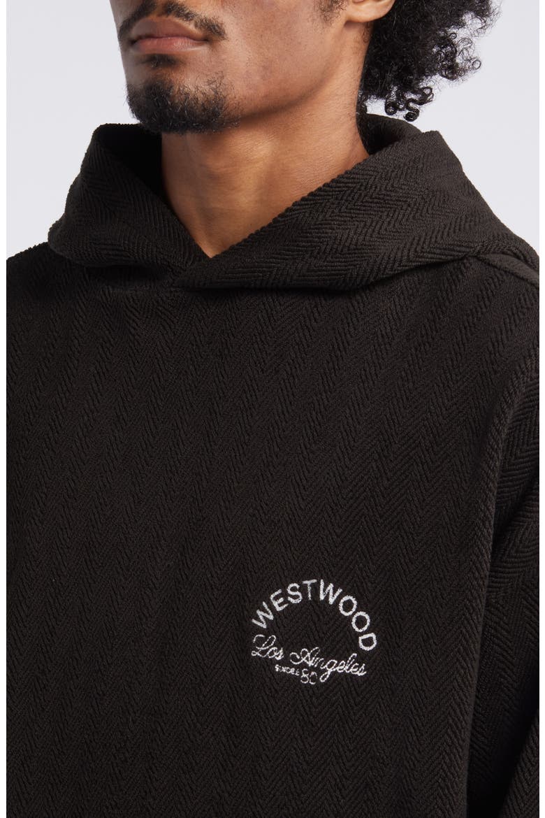 West Herringbone Graphic Cotton Hoodie, Alternate, color, BLACK