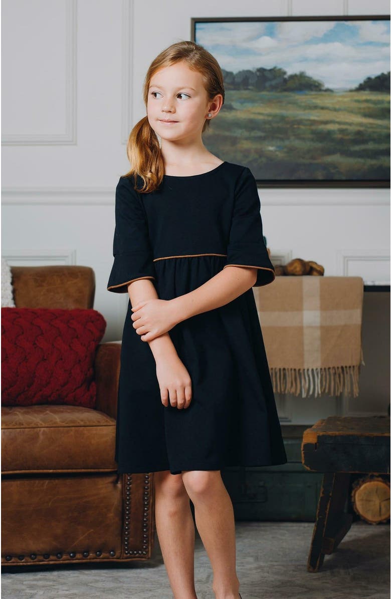 Hope & Henry Girls' Ruffle Sleeve Ponte Dress, Kids, Alternate, color, 