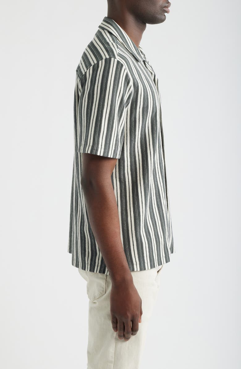 Madewell Seaport Terry Camp Shirt, Alternate, color, Stripe Stormy Spruce