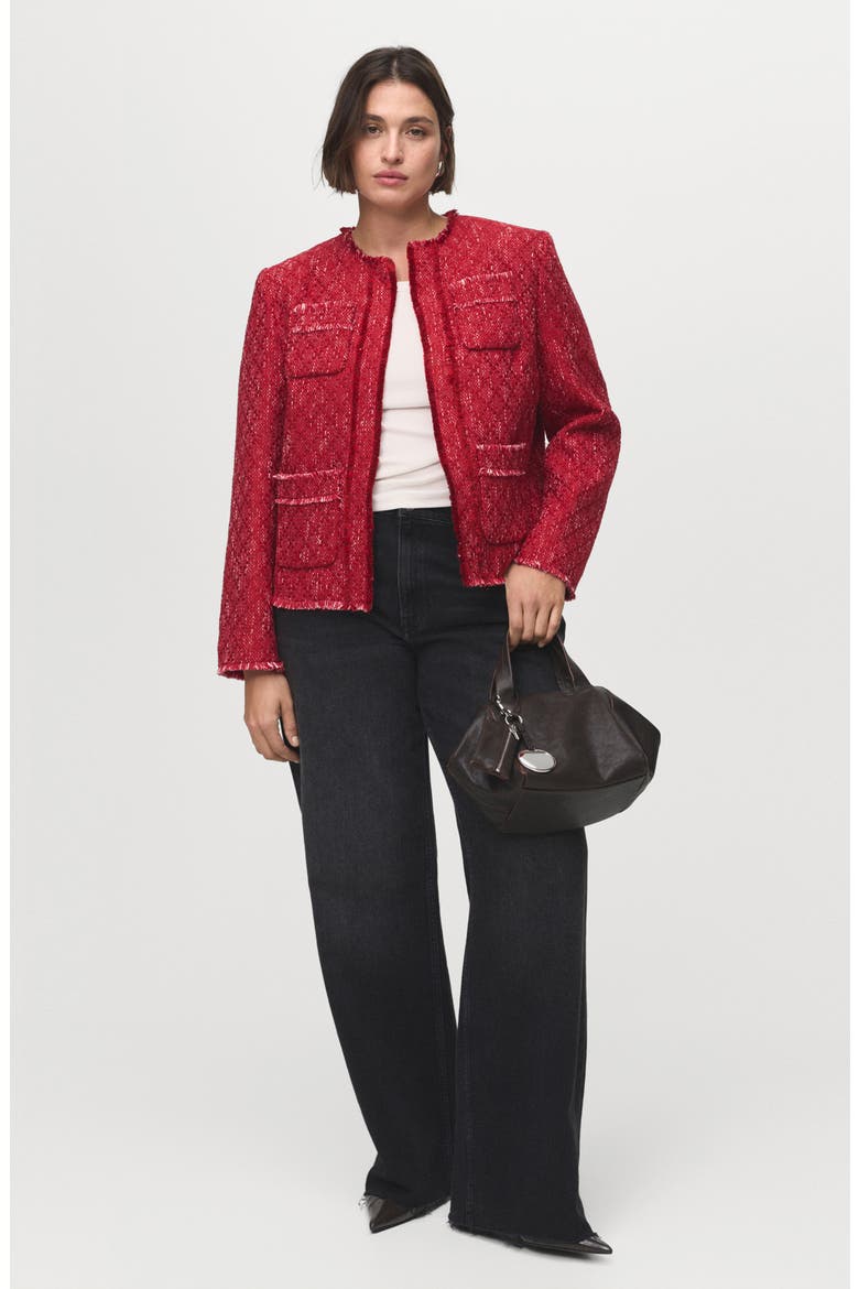 Frayed Tweed Jacket, Alternate, color, RED
