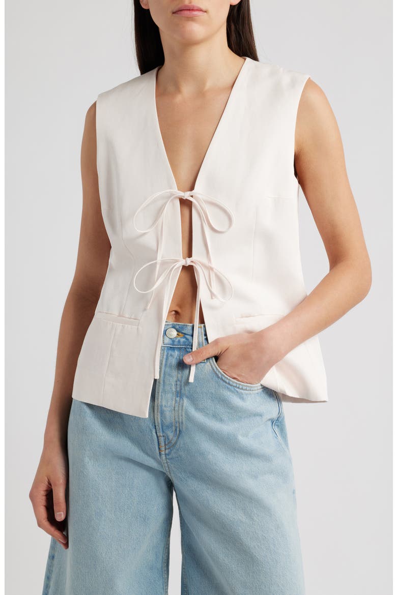 Sweetcorn Tie Closure Vest, Main, color, PINK DUSTY LIGHT