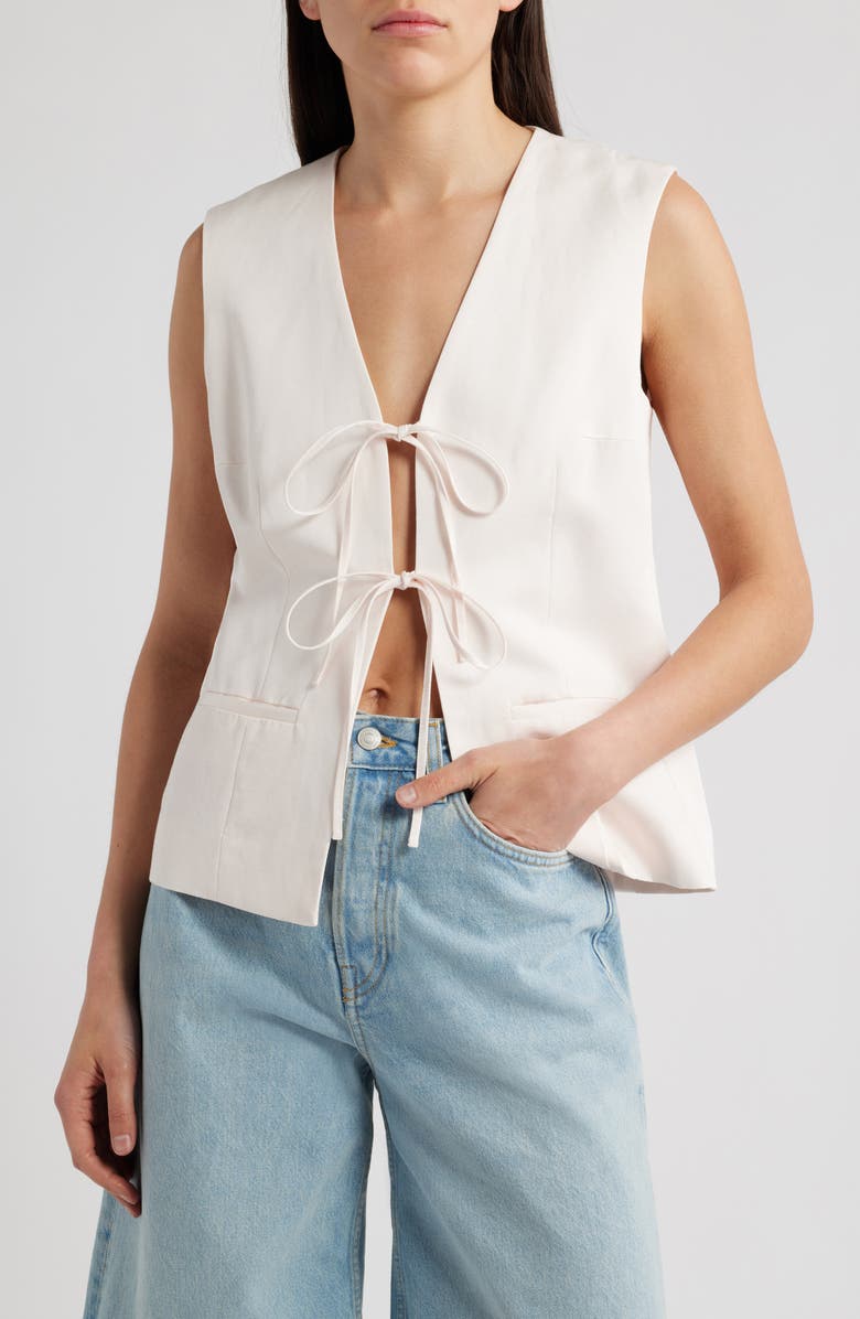 COS Sweetcorn Tie Closure Vest, Main, color, Pink Dusty Light