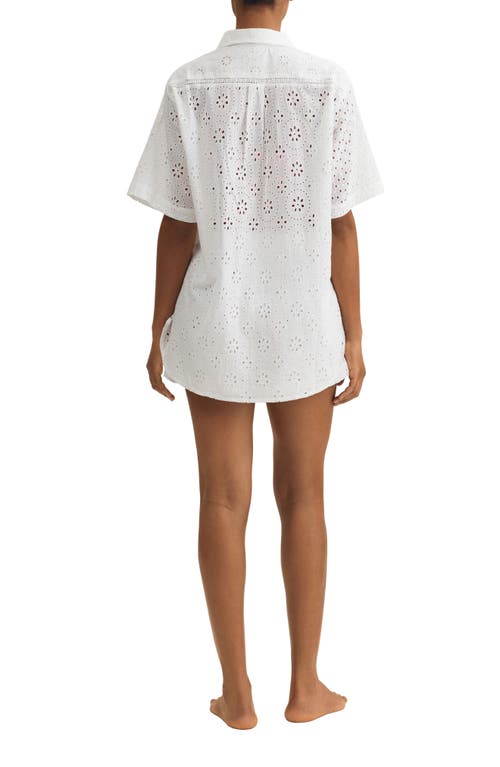 Polo Ralph Lauren Embroidered Eyelet Cotton Cover-up Shirt & Shorts Set In White