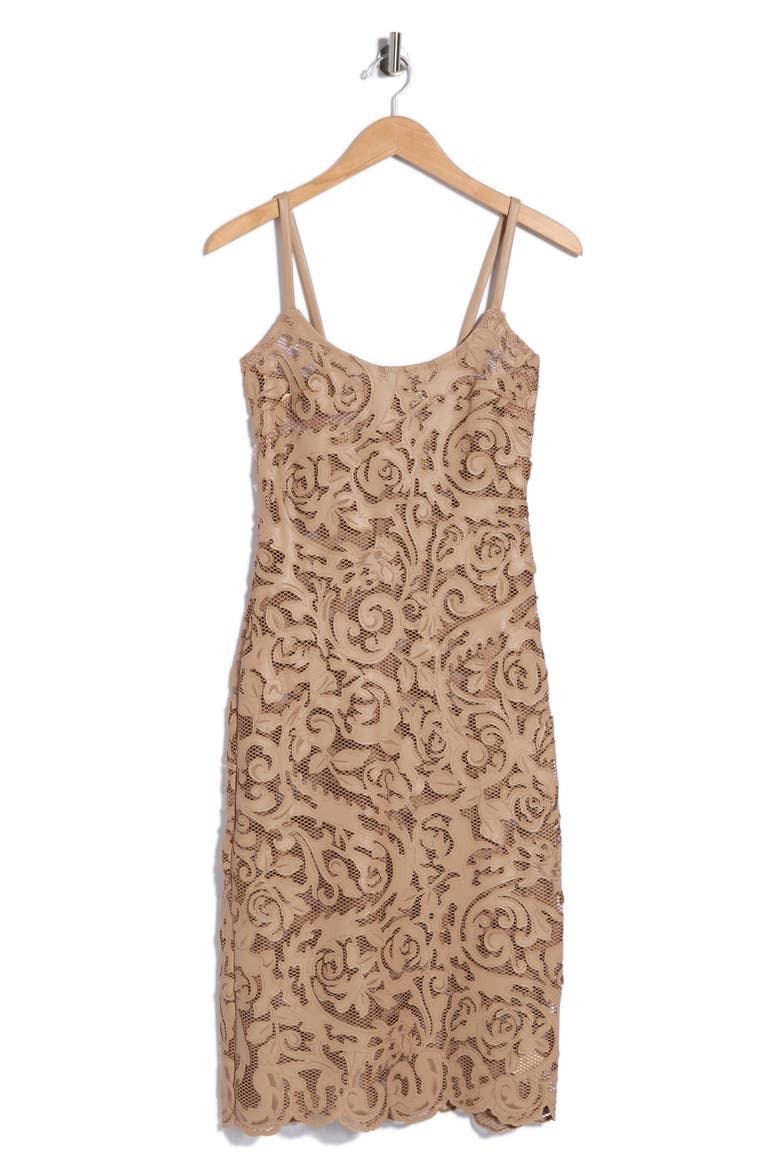 Kazuko Lasercut Midi Dress, Alternate, color, CAPPUCCINO