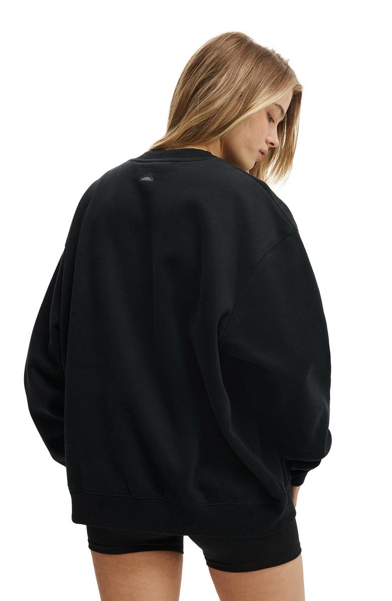 COTTON ON BODY Women's Active Plush Graphic Crew Sweatshirt, Alternate, color, Black Wellness