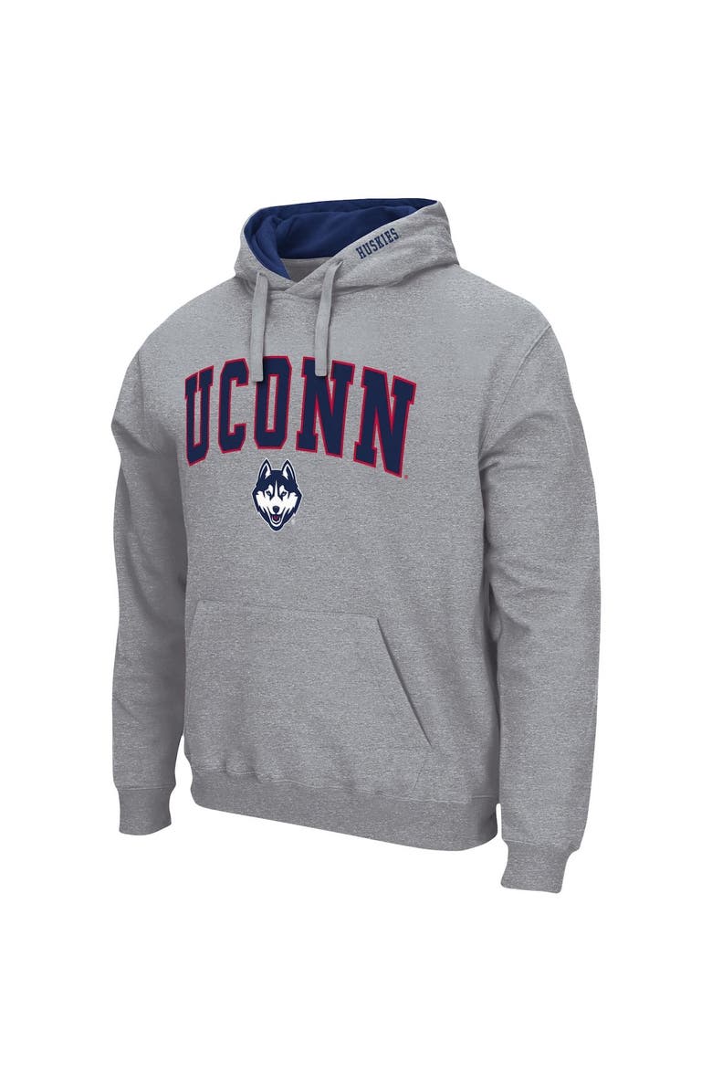 COLOSSEUM Men's Colosseum Heather Gray UConn Huskies Arch & Logo 3.0 Pullover Hoodie, Alternate, color, Heather Gray