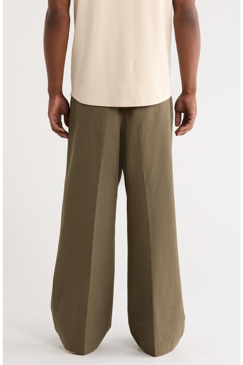 Pleat Front Drawstring Cotton Twill Pants, Alternate, color, MOSS