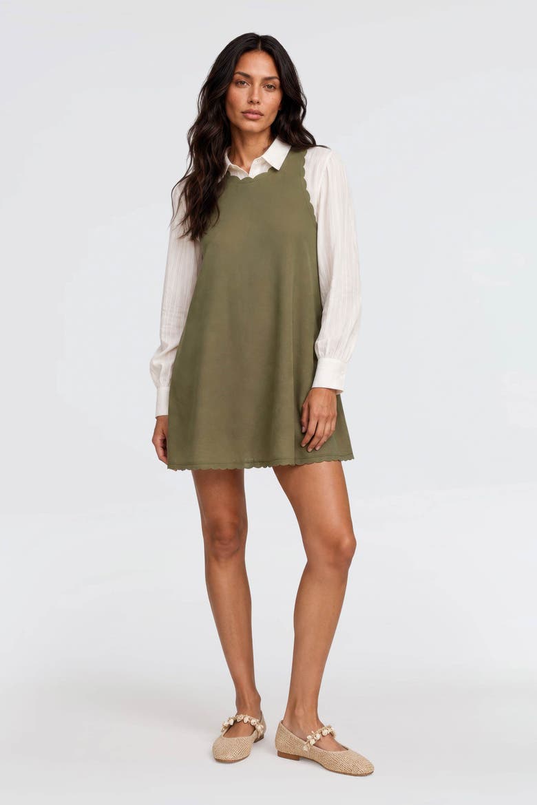 Calia Linen Blend Sleeveless Fit & Flare Mini Dress, Alternate, color, Khaki