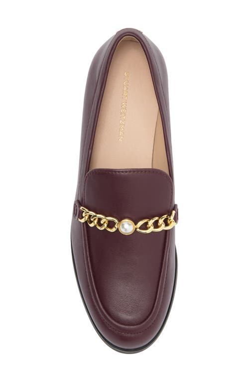 Stuart Weitzman Owen Pearl Chain Loafer In Cabernet