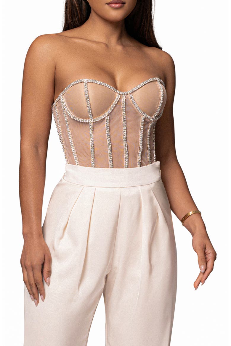 Rhinestone Corset Top, Main, color, IVORY