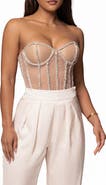 JLUXLABEL Rhinestone Corset Top