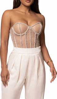 JLUXLABEL Rhinestone Corset Top