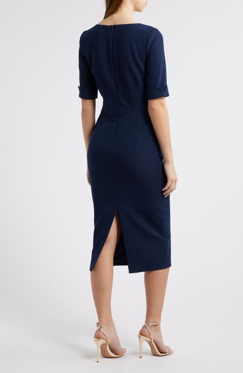 Black Halo Kerry Midi Sheath Dress In Blue