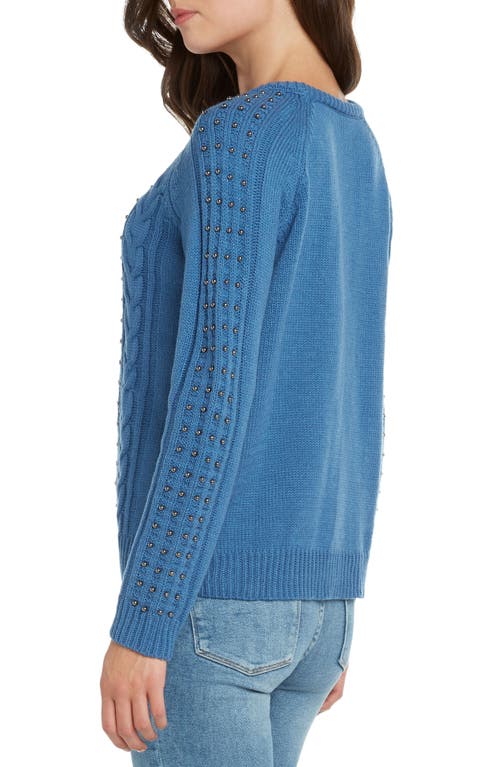 Matty M . Stud Cable Stitch Sweater In Blue