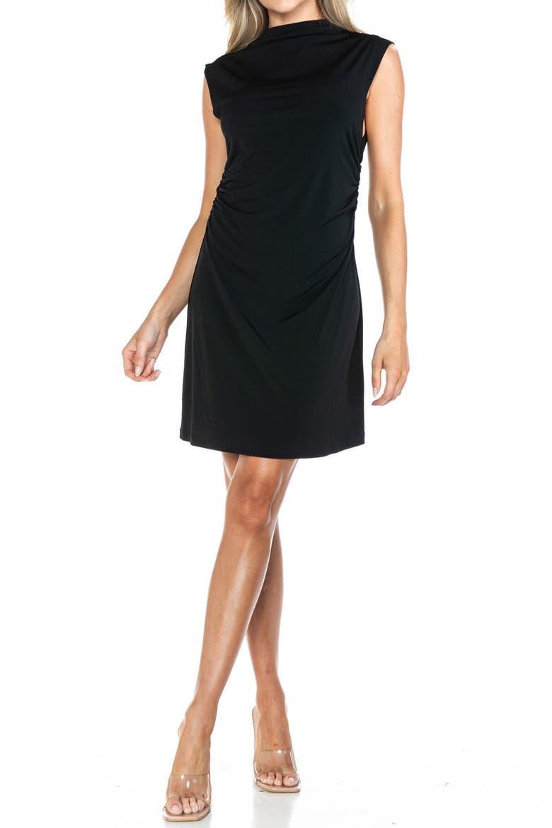 Ruched Minidress, Alternate, color, BLACK