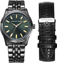 GEOFFREY BEENE EZ Change Bracelet Strap & Leather Strap Watch, 41mm