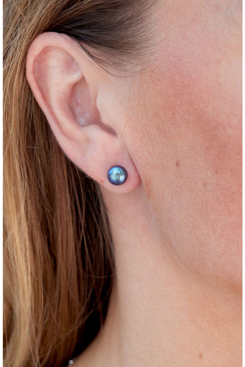 Set of Five CZ & 7-8mm Freshwater Pearl Jacket Stud Earrings, Alternate, color, WHITE GOLD