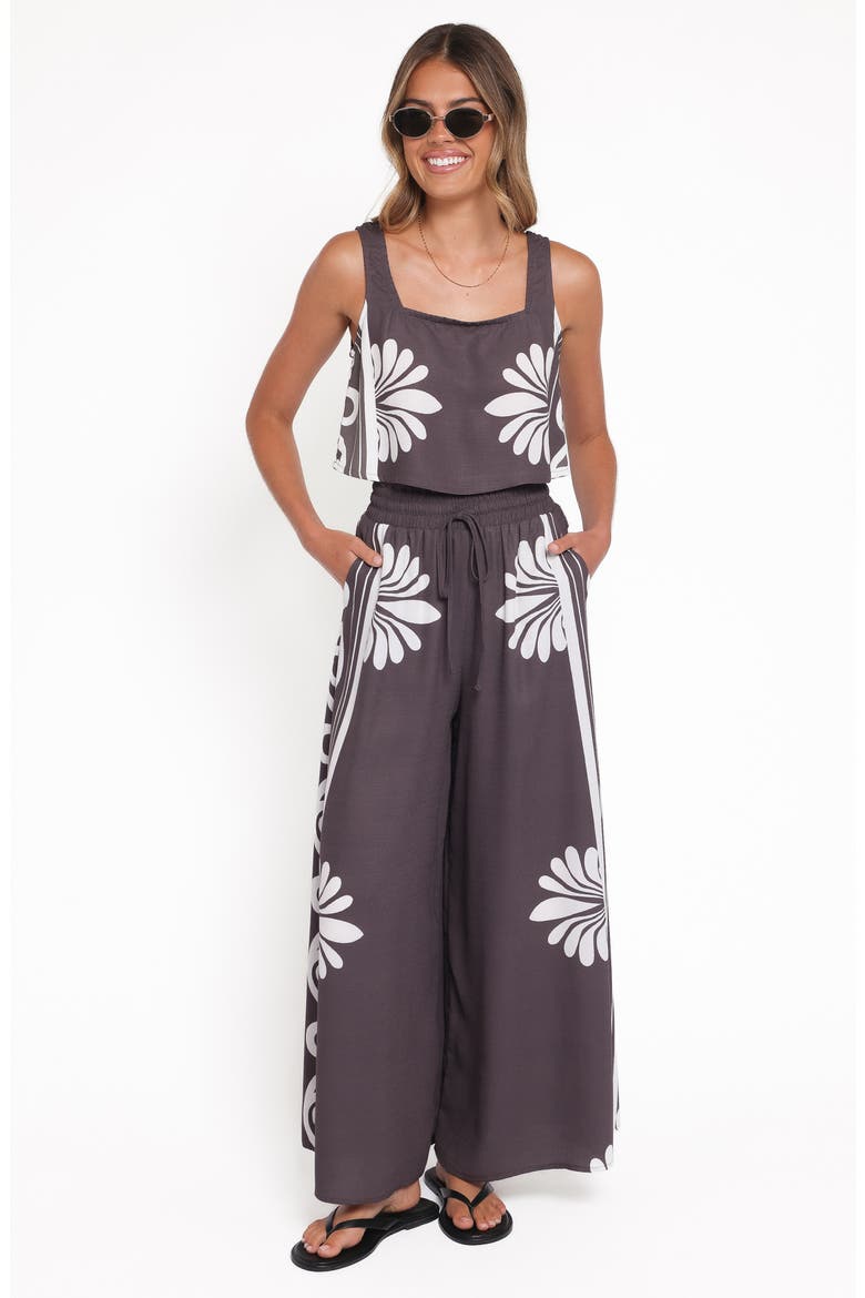 Timothy Linen Blend Square Neck Tank & Wide Leg Pants Set, Alternate, color, ESPRESSO