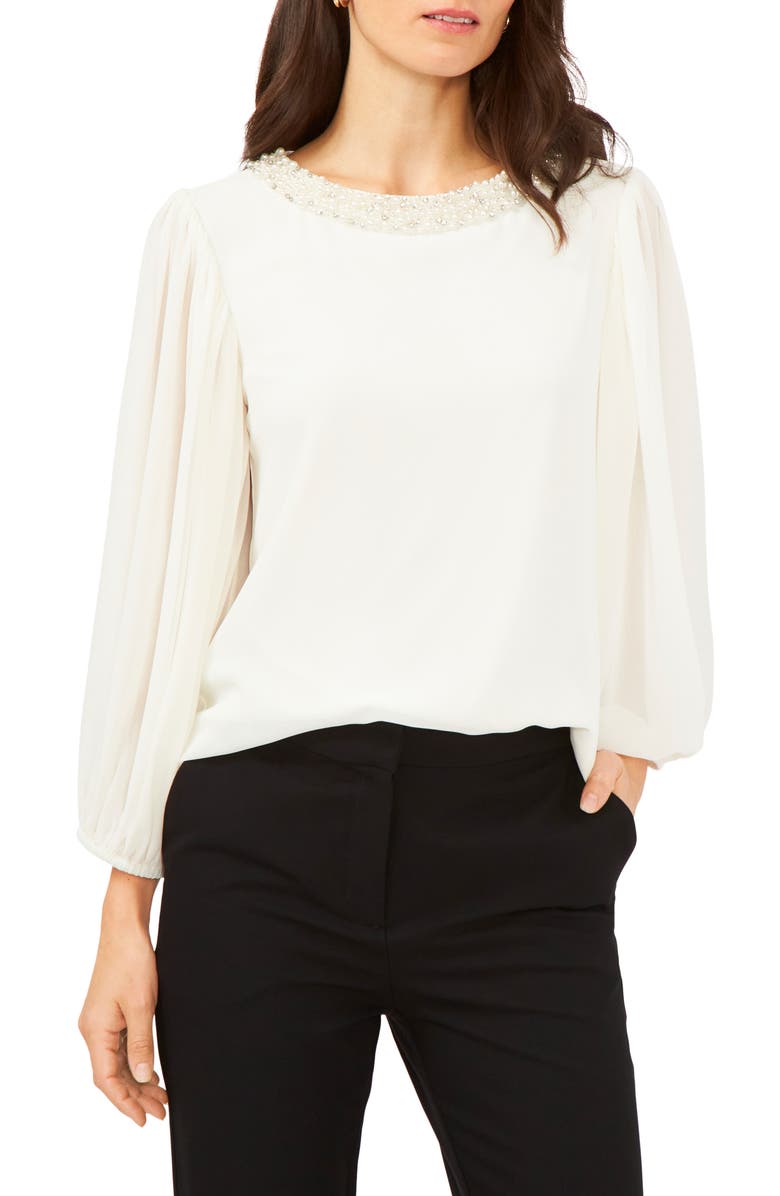 Chaus Embellished Balloon Sleeve Blouse, Main, color, 