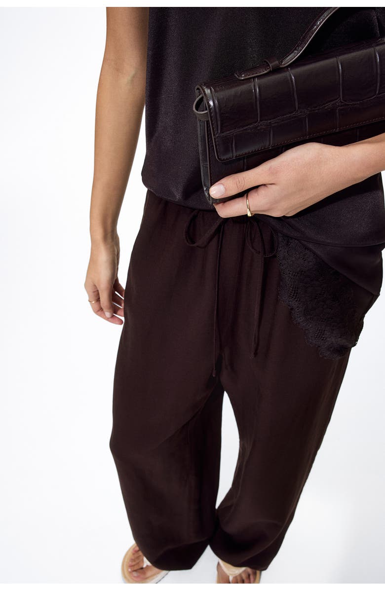 H&M Linen-blend Trousers, Alternate, color, Dark Brown